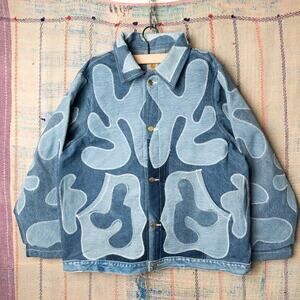 Custom upcycled patchwork denim jacket
